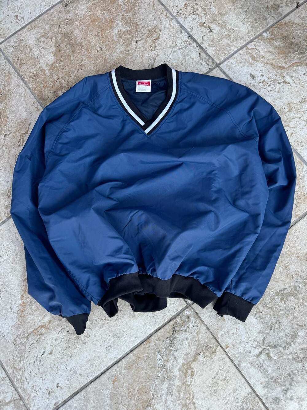 Rawlings Vintage Nylon V-Neck Pullover Windbreaker Jacket